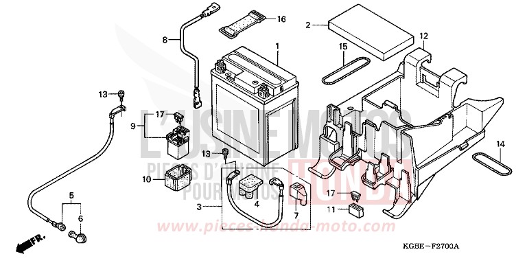 BATTERIE von Shadow VT125C NOIR (NH1) von 2006